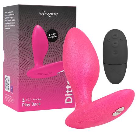 WE-VIBE Ditto+ anal plug vibrator i pink. Kraftfuld, vandtæt og genopladelig med fjernbetjening og app-styring for maksimal komfort og nydelse.