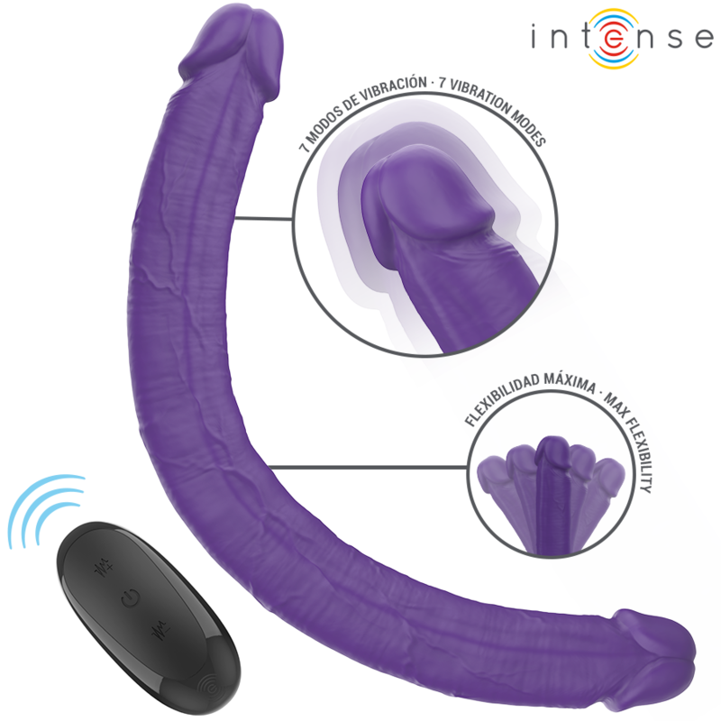 INTENSE - GUNTER DILDO DOUBLE VIBRATOR 40 CM PURPLE REMOTE CONTROL - Billede 2