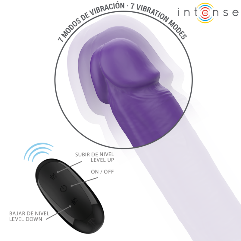 INTENSE - GUNTER DILDO DOUBLE VIBRATOR 40 CM PURPLE REMOTE CONTROL - Billede 3