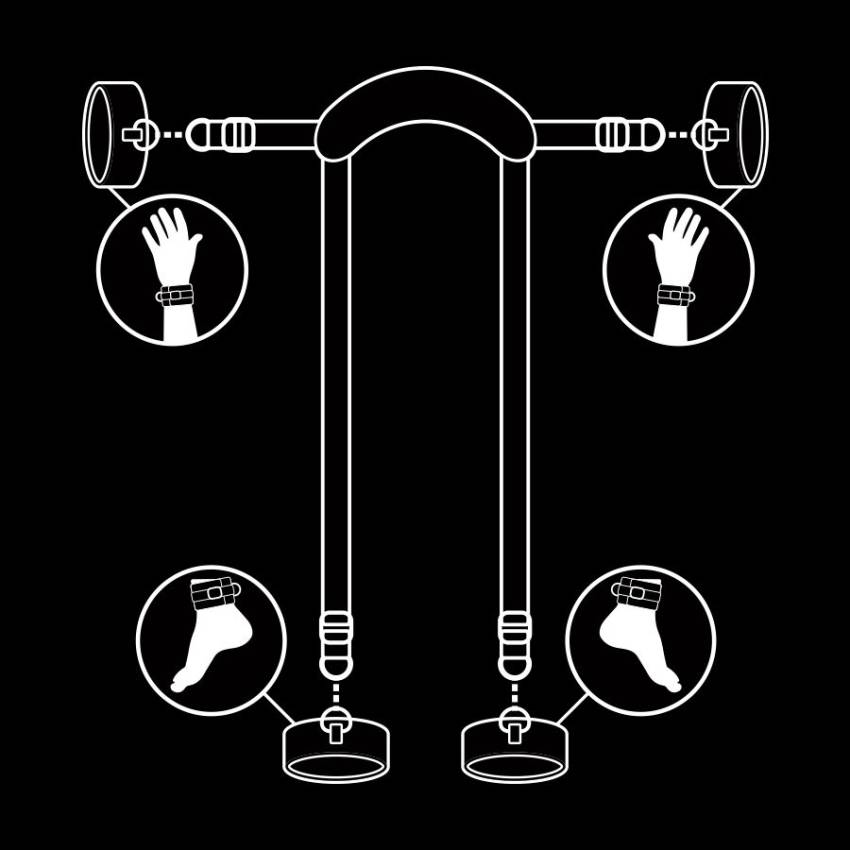 FETISH SUBMISSIVE - MASTER POSITION WITH 4 NOPRENE-LINED HANDCUFFS - Billede 4