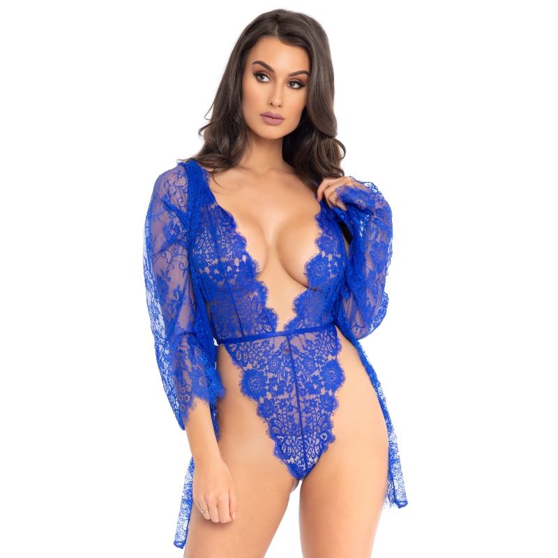 LEG AVENUE - TEDDY AND ROBE BLUE
