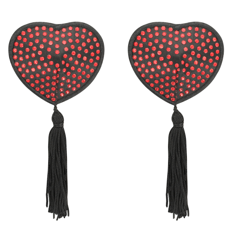 COQUETTE CHIC DESIRE - NIPPLE COVERS HEART BLACK / RED - Billede 3